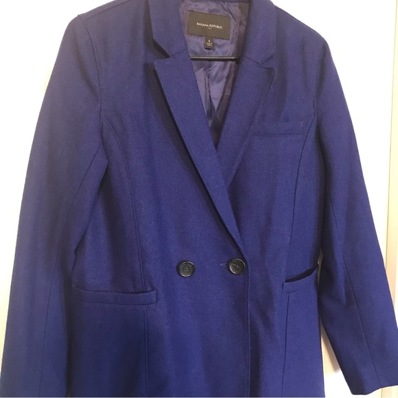 Royal Blue Banana Republic Pea Coat, double breasted lapel collar - Picture 7 of 12